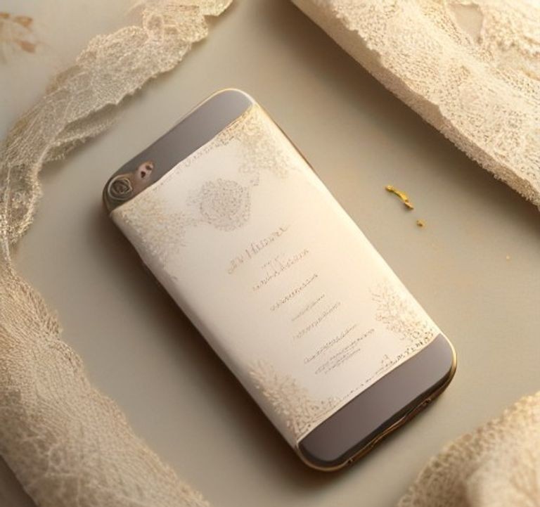 Invito digitale per matrimonio visualizzato su smartphone iPhone con design elegante italiano